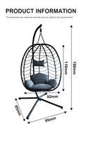 Fauteuil suspendu individuel en rotin PE avec support en acier et coussin, chaise longue balançoire d'extérieur KD pour balcon