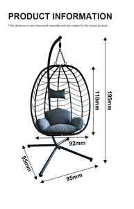 <span class=keywords><strong>Silla</strong></span> de cesta <span class=keywords><strong>colgante</strong></span> para balcón, jardín, <span class=keywords><strong>estructura</strong></span> en forma de perla con marco de ratán fuerte para <span class=keywords><strong>silla</strong></span> <span class=keywords><strong>colgante</strong></span> de ratán de larga duración - Product Image 5