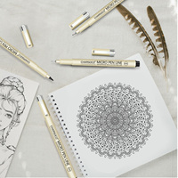 Stylo Micro 02, lot de 6 stylos noirs à pointe fine avec encre archivistique imperméable, stylos à encre fine de 0,28 mm pour l'illustration artistique