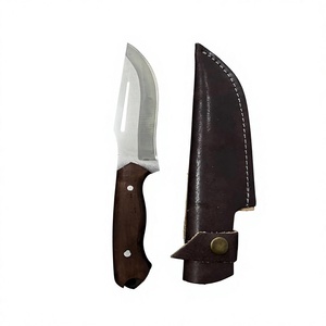 Couteau de camping Skinner en acier inoxydable à lame fixe, bord partiellement dentelé, manche en bois de noyer, étui en cuir, léger et durable pour la randonnée - Product Image 5