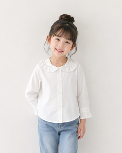 เสื้อเชิ้ตเด็กผู้หญิงแบบคลาสสิกแต่งระบายพร้อมกระดุมด้านหน้าสำหรับงานสังสรรค์ในครอบครัว - Product Image 5