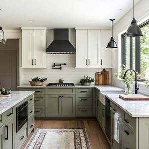 Custom Modular Modern Luxury Wood <b>Kitchen</b> Cabinets with Artificial Marble Countertop and 5+ <b>Drawers</b> Imported From China - Product Image 3