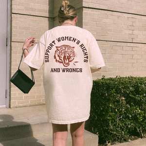 T-shirt da donna femminista 100% cotone, vestibilità regolare, girocollo, manica corta, stampa grafica, per tutte le stagioni, abbigliamento casual - Product Image 2