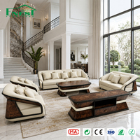 Ensemble de canapés sectionnels en cuir véritable italien de luxe, meubles de salon modernes haut de gamme pour projet de design d'intérieur de villa