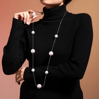 N0661 Collier de perles de coquillage plaqué or 18 ct plaqué PVD Collier de chaîne de chandail en acier inoxydable pour femmes