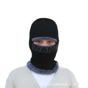 Bonnet d'hiver unisexe personnalisé en coton tricoté jacquard avec doublure polaire, chaud, pour la protection du visage et du cou, tout-en-un - Product Image 1