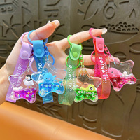Porte-clés créatif en acrylique avec des animaux marins mignons, tortue, pingouin, requin, dauphin, sable mouvant, étoile liquide