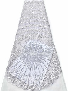 Tissu en dentelle africaine coloré pour la maison, maille perlée respirante <span class=keywords><strong>tricot</strong></span>ée 100 % polyester, matière pour femme - Product Image 2