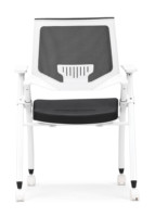 Chaise de conférence ergonomique pliable et peu encombrante avec dossier en maille respirante, accoudoirs réglables et roulettes pour l'école et le bureau