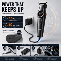 MRY Ensemble de tondeuses à cheveux sans fil 5 en 1 Tondeuse à barbe professionnelle Affichage LCD Kit de coupe de cheveux électrique rechargeable pour hommes