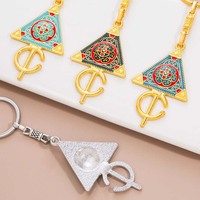 Pendentifs marocains avec motifs triangulaires et circulaires, accessoires décoratifs, souvenirs touristiques, porte-clés culturels