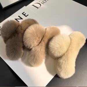 Invierno cálido diario ocio pinzas para el cabello venta al por mayor moda <span class=keywords><strong>furia</strong></span> Simple versátil agarre Clips joyería - Product Image 2