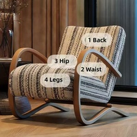Fauteuil chaise longue rayé décontracté de style rustique avec accoudoirs - Bureau, salon, hôtels, maisons d'hôtes, cafés - Burke Home Furniture