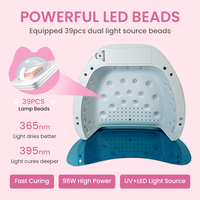 Lampe à ongles UV LED sans fil rechargeable avec logo personnalisé, temps de charge de 4 heures, 96W, séchage rapide, durcissement du vernis gel, utilisation à domicile, portable