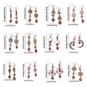 Boucles d'oreilles pendantes vintage en alliage de cuivre, plaqué bronze antique, motif floral, pour femmes - Product Image 5