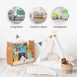 Wooden Cartoon Bear Bookshelf For Kids Floor Standing <b>Bookcase</b> With Storage Compartments <b>Childrens</b> Reading Rack - Product Image 3