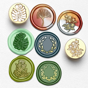 หัวตราประทับขี้ผึ้งลายดอกไม้คลาสสิก ขนาด 2.5 ซม. ลายกุหลาบและโรสแมรี่ ทำจากทองเหลือง สำหรับตกแต่งสมุดบันทึก - Product Image 2