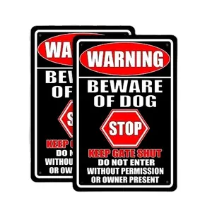 Decorative Wholesale Custom Warning Beware Of Dog Tin Sign Dogs Decor Security Metal Signs