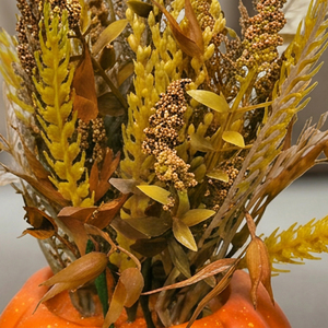 <b>Artificial</b> Prairie Cream Rustic <b>Bouquet</b> Pumpkin Vase Autumn Dried Wheat Floral Arrangement Home Decor Office - Product Image 4