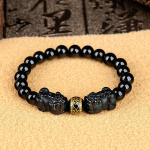 Pulsera de Jade Natural Genuino Negro Jadeíta Pixiu con Cuentas, para Hombre y Mujer, Venta al por Mayor C279 - Product Image 6