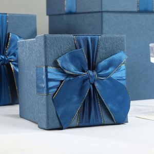 Tiandi Cover Blue Bow Square <b>Large</b> Capacity Gold Foil Coated Paper Cardboard <b>Gift</b> <b>Box</b> for Customers Yiwu Wholesale - Product Image 3