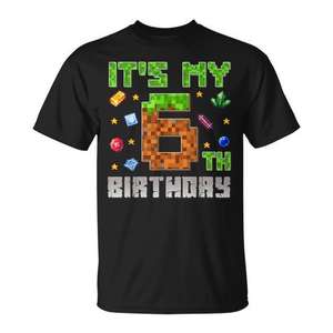 T-shirt avec chiffres pixelisés pour garçon gamer, pour le 6e anniversaire des enfants, design « C'est mon jour » - Product Image 1