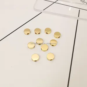 Cuentas de ajuste de oro Real de 14k con forma redonda plana de silicona, accesorios de joyería para pulsera de collar artesanal, venta al por mayor