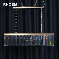Lustre Rectangulaire RHOEM Rhys en Cristal K9 pour Salon, Villa, Décoration d'Éclairage de Luxe, Éclairage Domestique