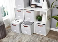 Lot de 4 grands paniers de rangement en toile pliable avec poignées pour rangement à domicile et au bureau.