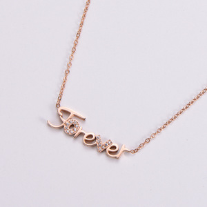 Collar de Joyería Italiana de Acero Inoxidable con Letras y Mensajes Chapados en Oro para Mujer, Colgante con <span class=keywords><strong>la</strong></span> Inscripción 'Forever' - Product Image 3