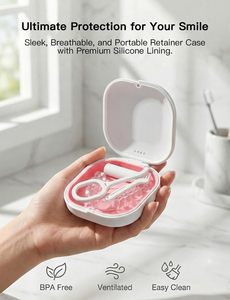 Estuche para Retenedores con Orificios de Ventilación, <span class=keywords><strong>Invisalign</strong></span>, Portátil, Extraíble, con Forro de Silicona, Caja de Almacenamiento Ortodóntica, Cierre Magnético Seguro, para Viaje - Product Image 2