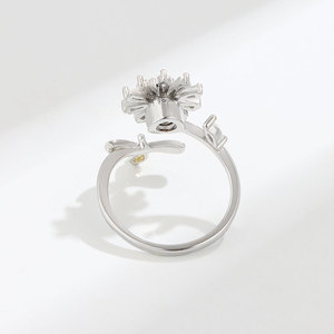 Geometric Colorful Cubic Zirconia Rotate Flower Ring Copper White Gold Plated Honey <b>Bee</b> Open Rings Anxiety Relief Jewelry - Product Image 4