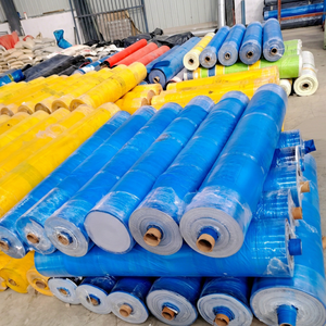 Rouleaux de bâche bleue imperméable pour extérieur, tissu tissé teint uni, poids moyen, en stock - Product Image 1