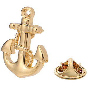 定制设计铜金属锚形胸针，带蝴蝶别针，适用于服装 - Product Image 6
