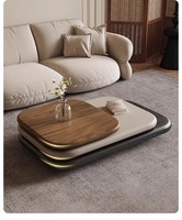 Table Basse Ovale Pivotante Haut de Gamme, Design Unique, pour Villa, Salon, Meuble Décoratif en Bois