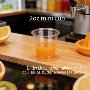Gobelet en plastique biodégradable PET jetable personnalisé de 2 oz (55 ml), transparent, mini, pour dégustation, boissons glacées, pour supermarché - Product Image 2