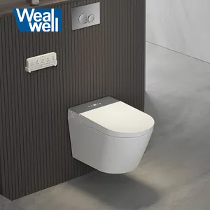 रिमोट कंट्रोल फ्लश बुद्धिमान शौचालय डिस्प्ले स्क्रीन छुपा तालाब शामिल दीवार लटका स्मार्ट शौचालय