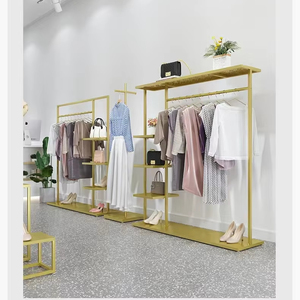 Perchero de Metal Dorado con Estantes, Perchero Resistente <span class=keywords><strong>para</strong></span> Ropa, <span class=keywords><strong>para</strong></span> Boutique o Almacenamiento en el Hogar - Product Image 3