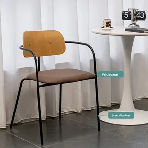 <span class=keywords><strong>Chaise</strong></span> de salle à manger en métal industriel nordique en <span class=keywords><strong>fer</strong></span> <span class=keywords><strong>forgé</strong></span> avec accoudoirs et dossier empilable Meubles de maison - Product Image 4