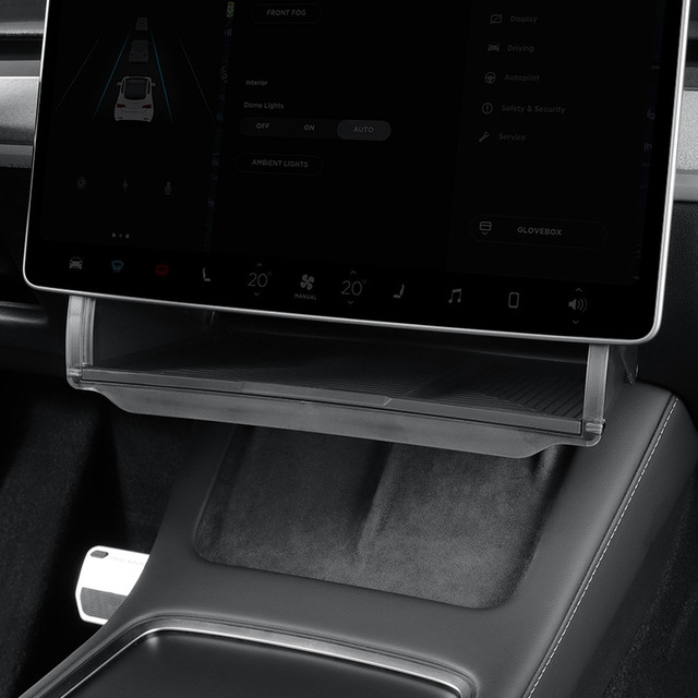 Hot Interior Accessories ABS Material Under Screen Display Storage Box for Tesla 2021-2024 Model Y Legacy Berlin Easy Closed