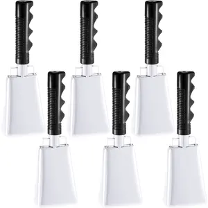 Outdoor Cowbell Sports Events Large Solid School Hand Bells Musical Alarm Custom Logo Cow Bell With Metal Handle Cheering Bell