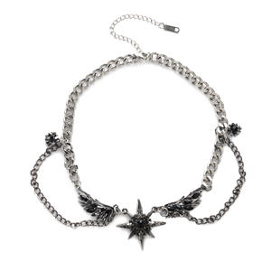 Colgante de cristal de doble capa con estrella de seis puntas, <span class=keywords><strong>cadena</strong></span> de acero inoxidable, alas para hombre, estilo punk hip hop, accesorios que no pierden el color, para mujer - Product Image 4