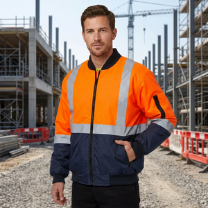 Veste de travail haute visibilité réfléchissante pour hommes, uniforme de sécurité en polyester, orange, bleu marine, vêtements de chantier - Product Image 1