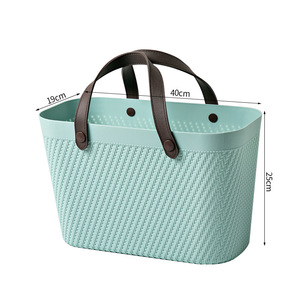 Korean Style Plastic Storage Basket Rectangle 20-35L Eco Friendly Shopping Carry Outdoor Picnic Use - Product Image 4