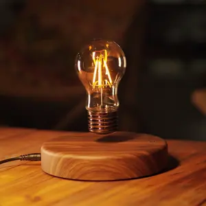 Holz Tisch lampe schwebendes schwimmendes Licht für zu Hause magnetische rotierende Glühbirne