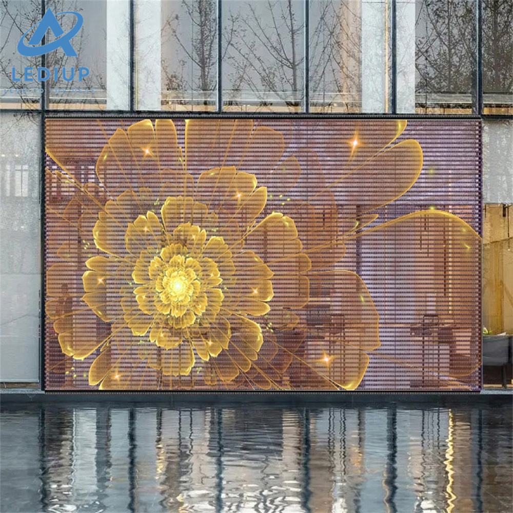 LEDIUP rgb светодиодная матрица transparente гибкое стекло прозрачный СВЕТОДИОДНЫЙ экран pantalla p3.9 для наружной рекламы стекла