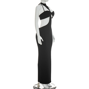 Viviblook D26DS017 Nouvelle Robe Longue de Soirée Sexy pour Femme, Couleur Unie, Bretelles Creuses, Sans Manches, pour l'Été - Product Image 3