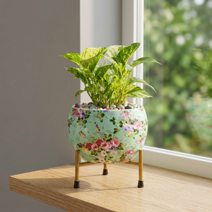 Maceta de Metal Hecha a Mano con Técnica Meenakari, Maceta Decorativa Tradicional India para Plantas de Interior y Exterior, Hogar, Jardín, Balcón - Product Image 4