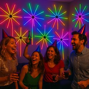 Lumières de feux d'artifice RGB à haute luminosité, à éclat uniforme, faible consommation d'énergie, USB 5V, pour les fêtes, Noël, Nouvel An, décoration de la maison - Product Image 1