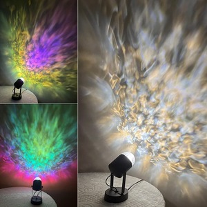 Lampe de table à effet d'ondulation d'eau, petite veilleuse, lumière d'ambiance rotative, lumière d'ambiance de chevet, décoration de chambre à coucher, projecteur - Product Image 4